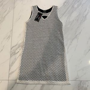 Pink Jewel by Flowers by Zoe dress black white honeycomb